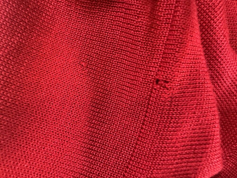 Pour Soie 100% Silk Knit Top Red Short Sleeve Sweater Lightweight Classic M - Picture 6 of 6